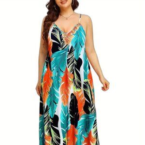 Women Plus Size Long Elegant Maxi Flare Vacation Beach Holiday Summer Dress 20W